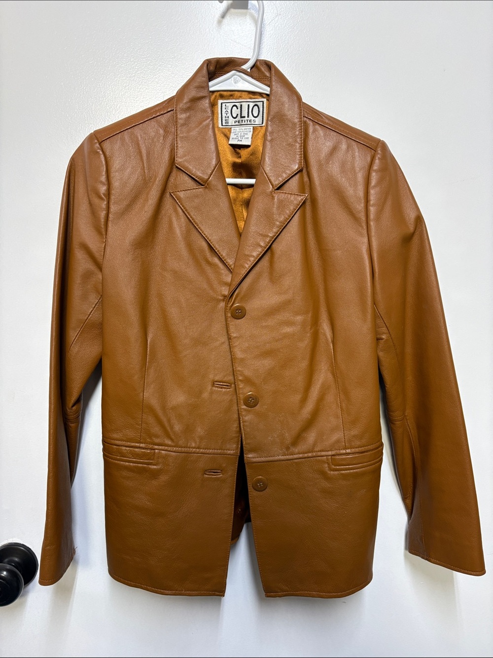 Clio Petites Tan Leather Blazer